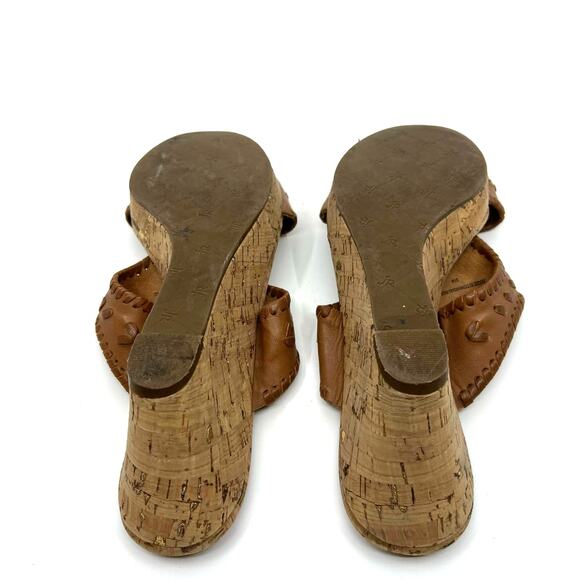 Jack Rogers Brown Leather Cork Wedge Sandals Women's 9 US - Picture 8 of 9